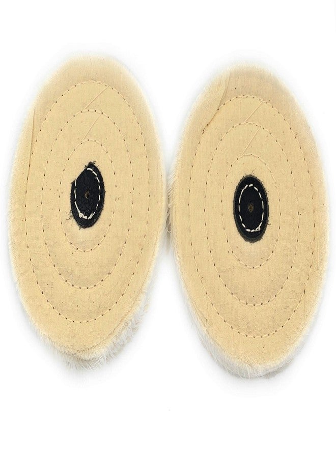 Aone Polishing White Muslin Cloth Buff 6"x50 Folds 2pcs Stitched Buffing Wheel with Leather Hub to Polish & Buff Gold, Silver & Other Metals for Jewellery, Watchmaking, Hobby Craft for Bench Grinder - Image 1